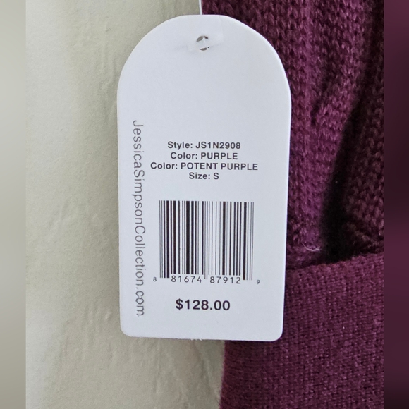 NWT Jessica Simpson Purple Knit Sweater Dress w/ Waist Tie - Picture 4 of 15